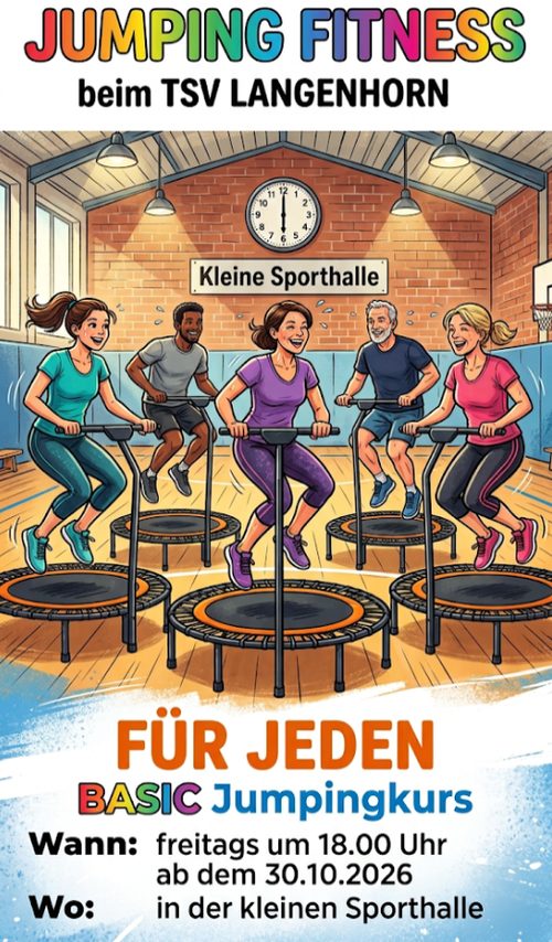 Plakat: Basic Jumpingkurs, freitags um 18:00 Uhr ab dem 30.10.2026 in der Kleinen Sporthalle
